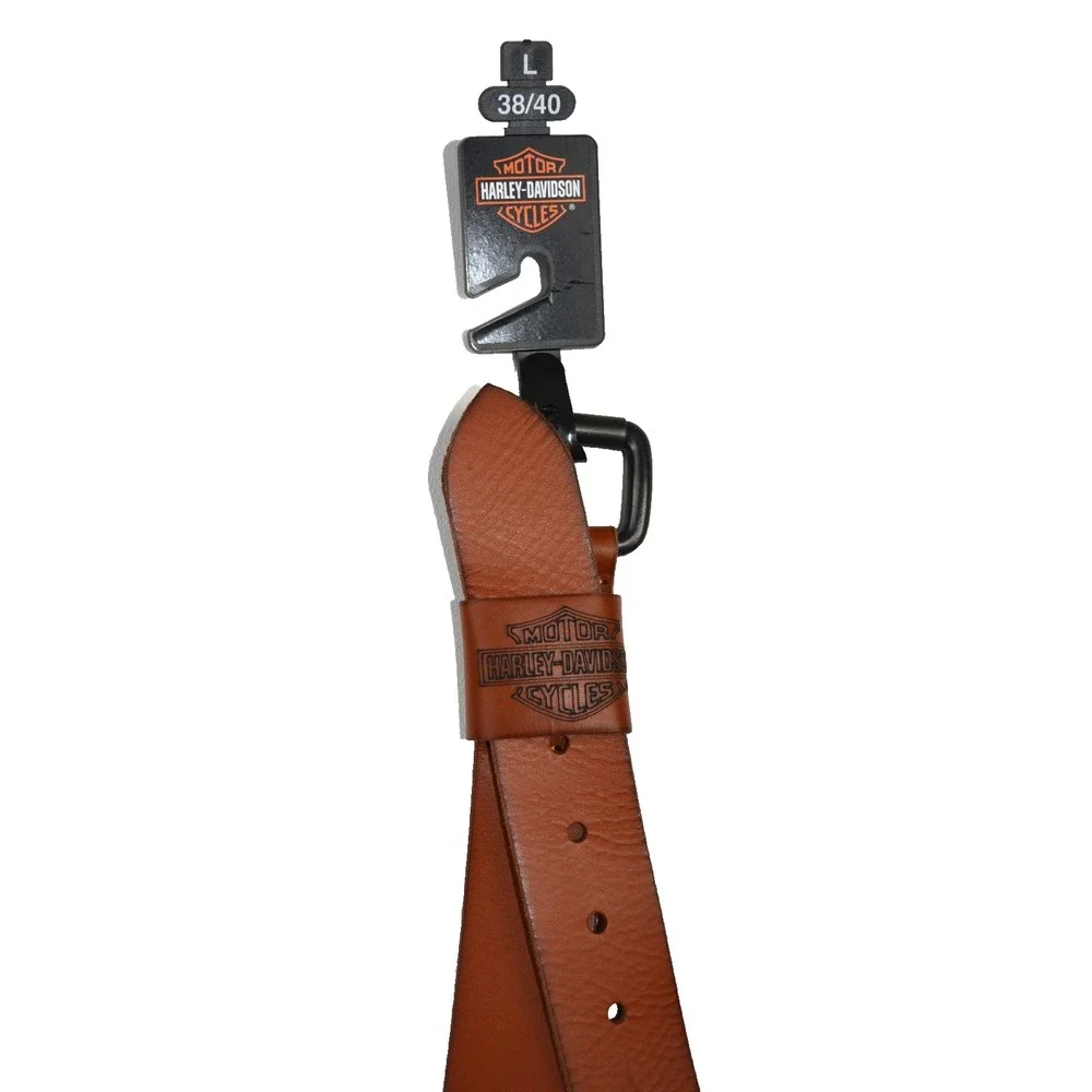 Harley-Davidson BMM040 Men's Sz‎ L (38/40) Cognac Brown Genuine Leather Belt